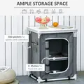 Outsunny 2-Shelf Camping Cupboard Camping Kitchen Station Cook Table Aluminum, Storage Organiser for BBQ Party Picnics Backyards with Carrying Bag - 6