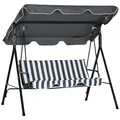 Outsunny 3 Seater Garden Swing Chair, Outdoor Swing Chair with Adjustable Canopy, Mental Frame & Cushions, Grey - 1