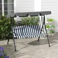 Outsunny 3 Seater Garden Swing Chair, Outdoor Swing Chair with Adjustable Canopy, Mental Frame & Cushions, Grey - 2