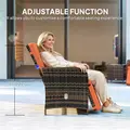 Outsunny 3 Pieces Rattan Bistro Set Balcony Furniture with Cushions, Storage Function - Orange - 4