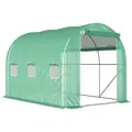 Outsunny 296 x 196cm Steel Frame Polytunnel Greenhouse - Green - 1