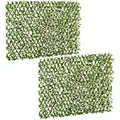 Outsunny 2pc Expanding Garden Trellis, 2 x 1m Faux Decorative Privacy Fence with Artificial Leaves, Privacy Screen Greenery Walls for Garden Balcony, Eucalyptus Leaves - 1