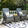 Outsunny 2-Seater Rattan Table Chair Bistro Garden Furniture Set Wicker Table Outdoor Patio - 2