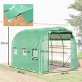 Outsunny 296 x 196cm Steel Frame Polytunnel Greenhouse - Green - 3