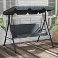 Outsunny 3 Seater Garden Swing Chair, Outdoor Swing Chair with Adjustable Canopy, Mental Frame & Cushions, Grey - 2
