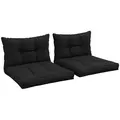 Outsunny 2-Piece Seat Cushions Back Pillows Replacement, Patio Chair Cushions Set for Indoor Outdoor, Black - 1