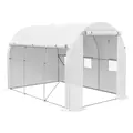 Outsunny 296 x 196cm Steel Frame Polytunnel Greenhouse - White - 1