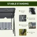 Outsunny 3 Seater Garden Swing Chair, Outdoor Swing Chair with Adjustable Canopy, Mental Frame & Cushions, Grey - 5