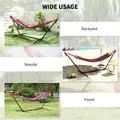 Outsunny 298 x 117cm Hammock with Stand Camping Hammock with Portable Carrying Bag, Adjustable Height, 120kg Load Capacity, Multicolour - 6