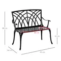 Outsunny 2-Seater Cast Aluminium Garden Bench Loveseat Outdoor Furniture Chair w/ Decorative Backrest & Ergonomic Armrest for Patio Terrace Porch - 3