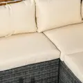 Outsunny 3 Pieces PE Rattan Garden Furniture Set with 10 cm Thick Cushions, 4 Seater Garden Corner Sofa Set with Glass Top Coffee Table, Outdoor Furniture for Patio, Porch, Beige - 8