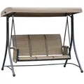 Outsunny 3 Seater Garden Swing Seat Outdoor Swing Chair with High Back Design, Steel Frame, Side Pouches, Adjustable Canopy, Brown - 1