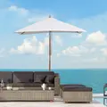 Outsunny 2m x 1.5m Garden Parasol Umbrella with Tilting Sunshade Canopy, Outdoor Market Table Umbrella with Wood and Bamboo Frame, Cream White - 2