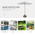Outsunny 3 m Garden Parasol with Base, Pulley Operated Patio Umbrella, Wooden Parasol, Table Market Umbrella with Rope Pulley Mechanism and 8 Ribs, White - 6