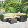 Outsunny 3 Pieces PE Rattan Garden Furniture Set with 10 cm Thick Cushions, 4 Seater Garden Corner Sofa Set with Glass Top Coffee Table, Outdoor Furniture for Patio, Porch, Beige - 2