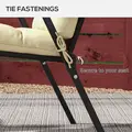 Outsunny 2-Piece Seat Cushion Replacement with Backrest, Garden Patio Chair Cushions Set with Ties, Beige - 5