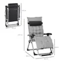 Outsunny 2pc Reclining Zero Gravity Sun Loungers ,Folding Chaise Lounge Chair with Cushions, Light Grey - 3
