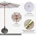 Outsunny 3 m Garden Parasol with Base, Pulley Operated Patio Umbrella, Wooden Parasol, Table Market Umbrella with Rope Pulley Mechanism and 8 Ribs, White - 5