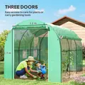 Outsunny 296 x 196cm Steel Frame Polytunnel Greenhouse - Green - 5