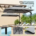 Outsunny 3 x 3(m) Cantilever Parasol with Aluminium Frame, Crank and Tilt, 360-Degree Rotation, Double Top Garden Umbrella with Cover (Only Cross Base), Light Grey - 6