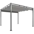Outsunny 3 x 3m Retractable Roof Metal Pergola - Grey - 1