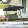 Outsunny 3 Seater Swing Chair, Garden Swing Bench with Adjustable Tilting Canopy, Breathable Mesh Seat and Heavy Duty Metal Frame for Patio, Garden, Dark Grey - 8
