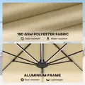 Outsunny 3(m) Adjustable Cantilever Parasol with Base, Solar LED Lights, Khaki - 6