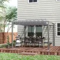 Outsunny 3 x 3(m) Outdoor Pergola with Retractable Roof, Aluminium Louvered Patio Gazebo Canopy for Lawn Garden Patio, Grey - 7