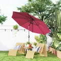 Outsunny 3(m) Tilting Parasol Garden Umbrellas, Outdoor Sun Shade with 8 Ribs, Tilt and Crank Handle for Balcony, Bench, Garden, Wine Red - 2
