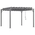 Outsunny 3 x 3(m) Outdoor Pergola with Retractable Roof, Aluminium Louvered Patio Gazebo Canopy for Lawn Garden Patio, Grey - 1