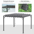 Outsunny 3 x 3(m) Outdoor Pergola with Retractable Roof, Aluminium Louvered Patio Gazebo Canopy for Lawn Garden Patio, Grey - 6
