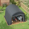 Outsunny 3 x 3(m) Garden Storage Tent, Heavy Duty Outdoor Shed, Waterproof Portable Shed Storage Shelter with Galvanised Steel Frame for Bike, Motorcycle, Garden Tools, Grey - 8