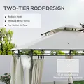 Outsunny 3 x 4m Metal Frame, Two-Tier Roof Gazebo - Cream White - 4