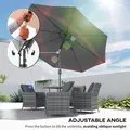 Outsunny 3(m) Tilting Parasol Garden Umbrellas, Outdoor Sun Shade with 8 Ribs, Tilt and Crank Handle for Balcony, Bench, Garden, Dark Grey - 4
