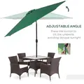 Outsunny 3(m) Tilting Parasol Garden Umbrellas, Outdoor Sun Shade with 8 Ribs, Tilt and Crank Handle for Balcony, Bench, Garden, Green - 4