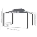 Outsunny 3 x 4m Aluminium Garden Gazebo, Marquee Canopy Shelter Pavilion Party Tent with Nets and Curtains for Garden and Deck, Black - 3
