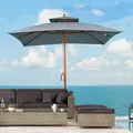 Outsunny 3 x 3 metre Patio Parasol Garden Umbrellas Sunshade Outdoor Wooden Parasol Canopy Double Tier, Dark Grey, BASE NOT INCLUDED - 2