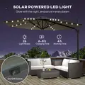 Outsunny 3(m) Cantilever Roma Parasol Patio Sun Umbrella with Crank & Tilt LED Solar Light Cross Base 360° Rotating Outdoor, Dark Grey - 4