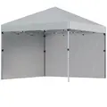 Outsunny 3 x 3 m Pop Up Gazebo, UPF 30+ Party Tent with 2 Sidewalls, Weight Bags and Wheeled Bag, Light Grey - 1