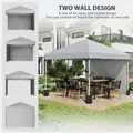 Outsunny 3 x 3 m Pop Up Gazebo, UPF 30+ Party Tent with 2 Sidewalls, Weight Bags and Wheeled Bag, Light Grey - 4