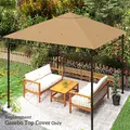Outsunny 3 x 3 m Gazebo Canopy Replacement Cover, Garden Gazebo Roof Replacement with Drain Holes, TOP COVER ONLY, Beige - 7