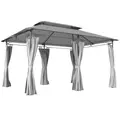 Outsunny 3 x 4m Metal Frame, Two-Tier Roof Gazebo - Dark Grey - 1