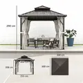 Outsunny 3 x 3(m) Hardtop Gazebo Canopy with Double Metal Roof, Waterproof Permanent Pavilion Garden Gazebo with Netting and Curtains, Easy to Assemble - 3