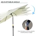 Outsunny 3(m) Tilting Parasol Garden Umbrellas, Outdoor Sun Shade with 8 Ribs, Tilt and Crank Handle for Balcony, Bench, Garden, Beige - 4