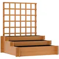 Outsunny 3 Tier Garden Planters with Trellis for Vine Climbing, Wooden Raised Beds, 95x95x110cm, Brown - 1