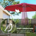 Outsunny 3(m) Tilting Parasol Garden Umbrellas, Outdoor Sun Shade with 8 Ribs, Tilt and Crank Handle for Balcony, Bench, Garden, Wine Red - 5