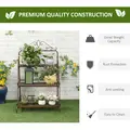 Outsunny 3 Tier Stair Style Metal Plant Stand, Flower Pot Holder Display Shelf, Storage Organizer Rack for Indoor Outdoor Patio Balcony Yard - 5