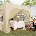 Outsunny 3 x 3m Pop-Up Gazebo Shelter, with Accessories - Sand - 9