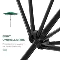 Outsunny 3(m) Tilting Parasol Garden Umbrellas, Outdoor Sun Shade with 8 Ribs, Tilt and Crank Handle for Balcony, Bench, Garden, Green - 7