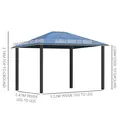 Outsunny 3 x 3.6m Hardtop Gazebo Canopy with Polycarbonate Roof Garden Pavilion with Removable Curtains and Steel Frame, Brown - 3